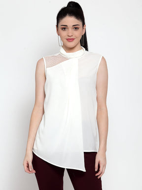 Women Turtle Neck Asymmetric Hem Top