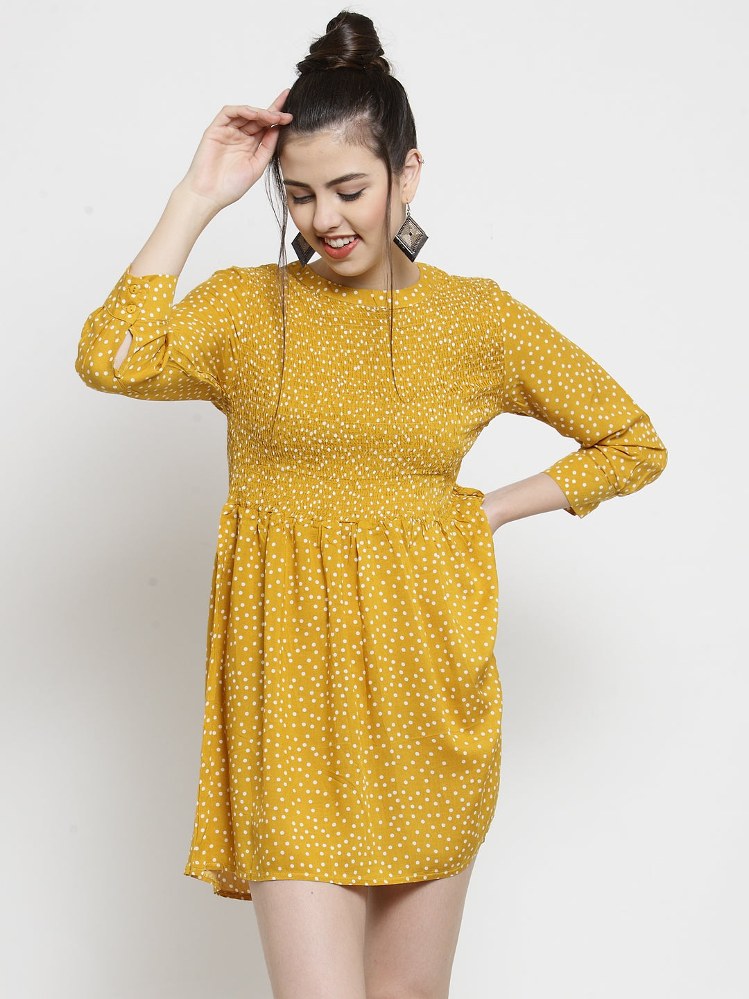 Women Mustard Printed Tunic