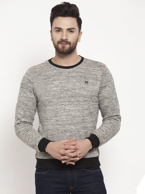 Mens Grey Round Neck Full Sleeve Sweatshirt