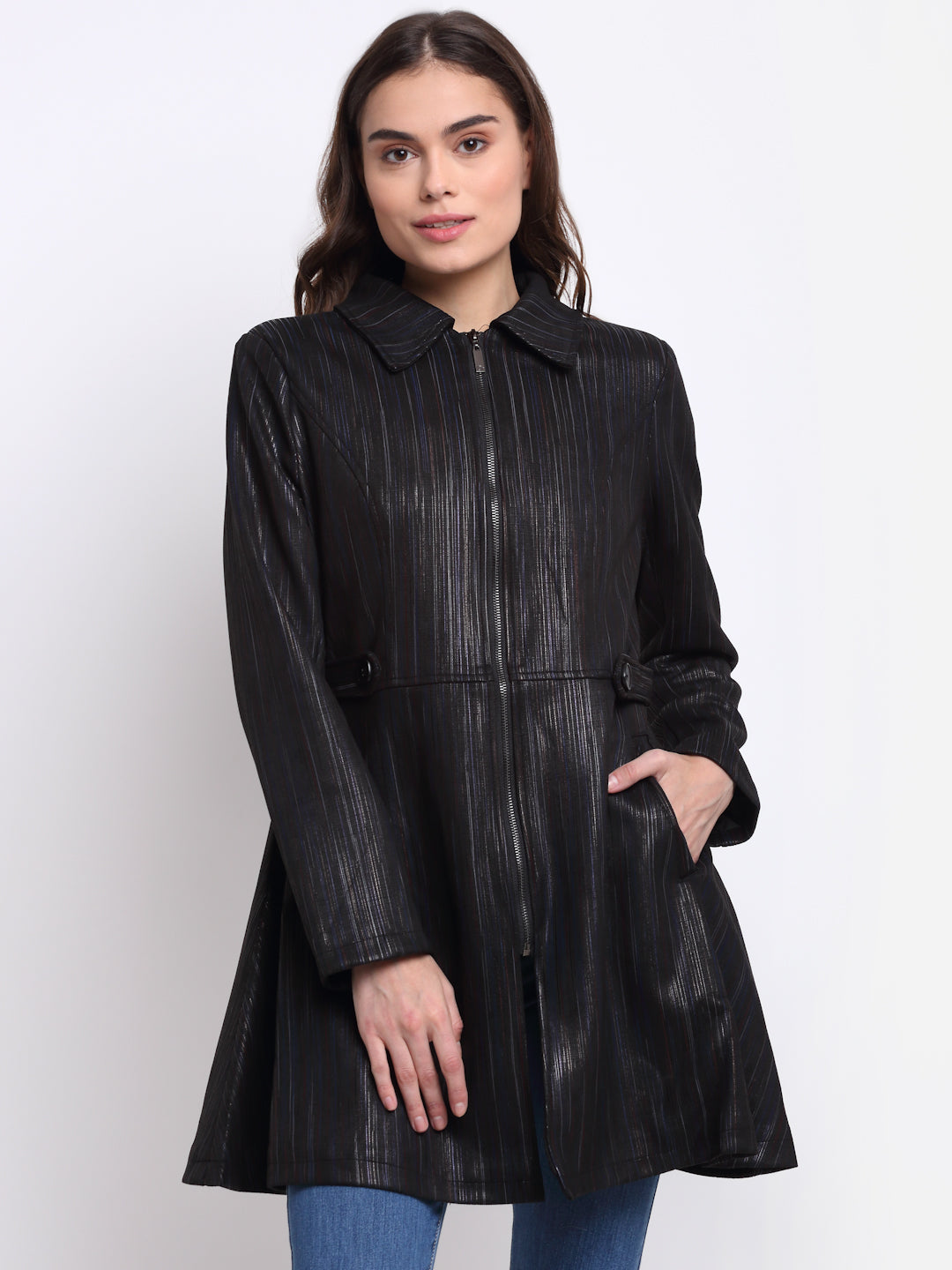  Black Collared  Coat