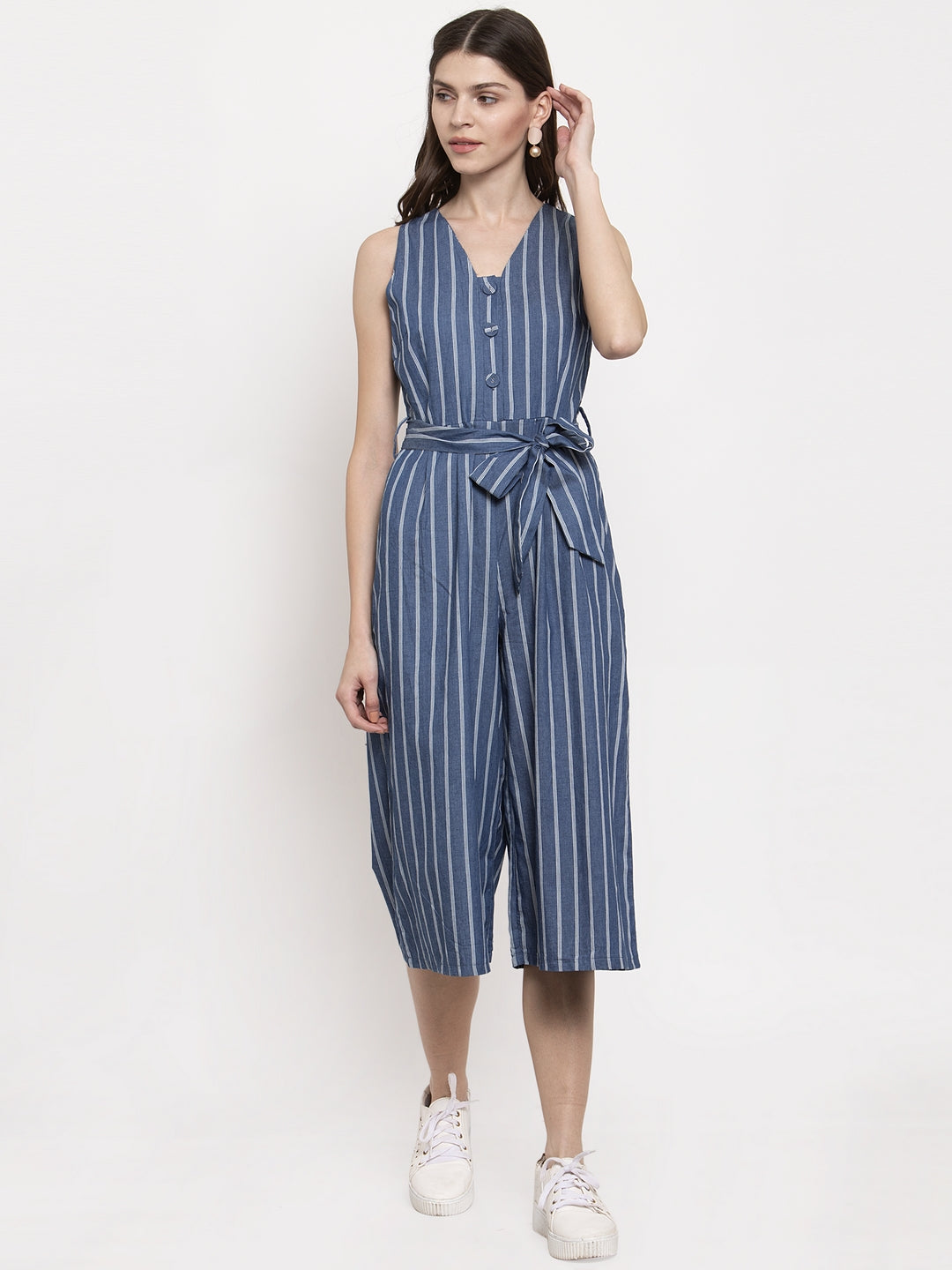 Ladies Denim Striped Jump Suit