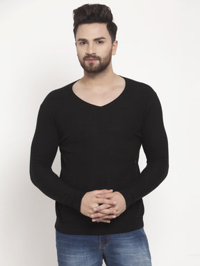 Mens Black V Neck Pullover
