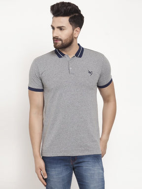 Mens Plain Grey And Sky Combo Of 2 T-Shirts