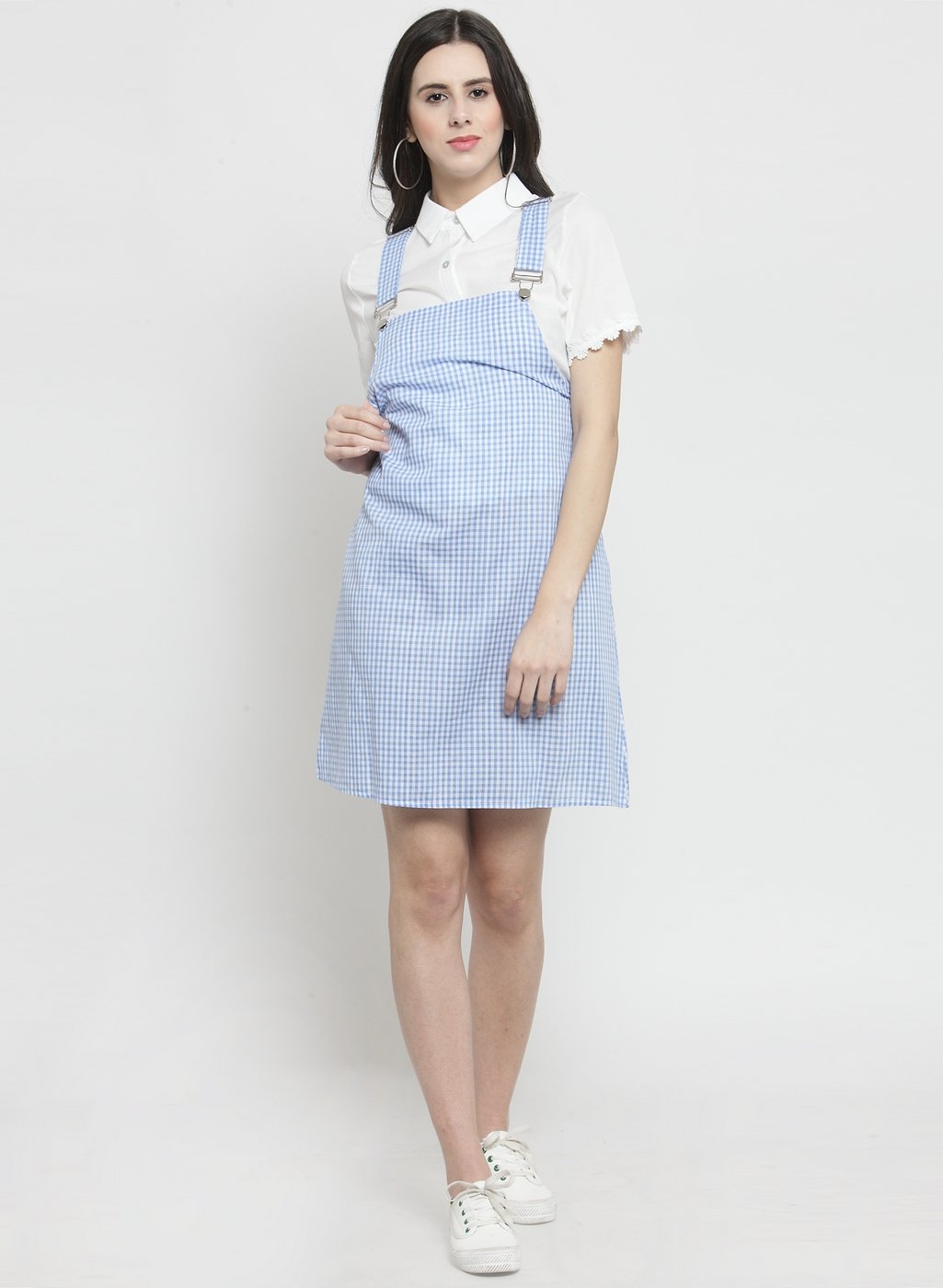Women Checked Red Dungaree