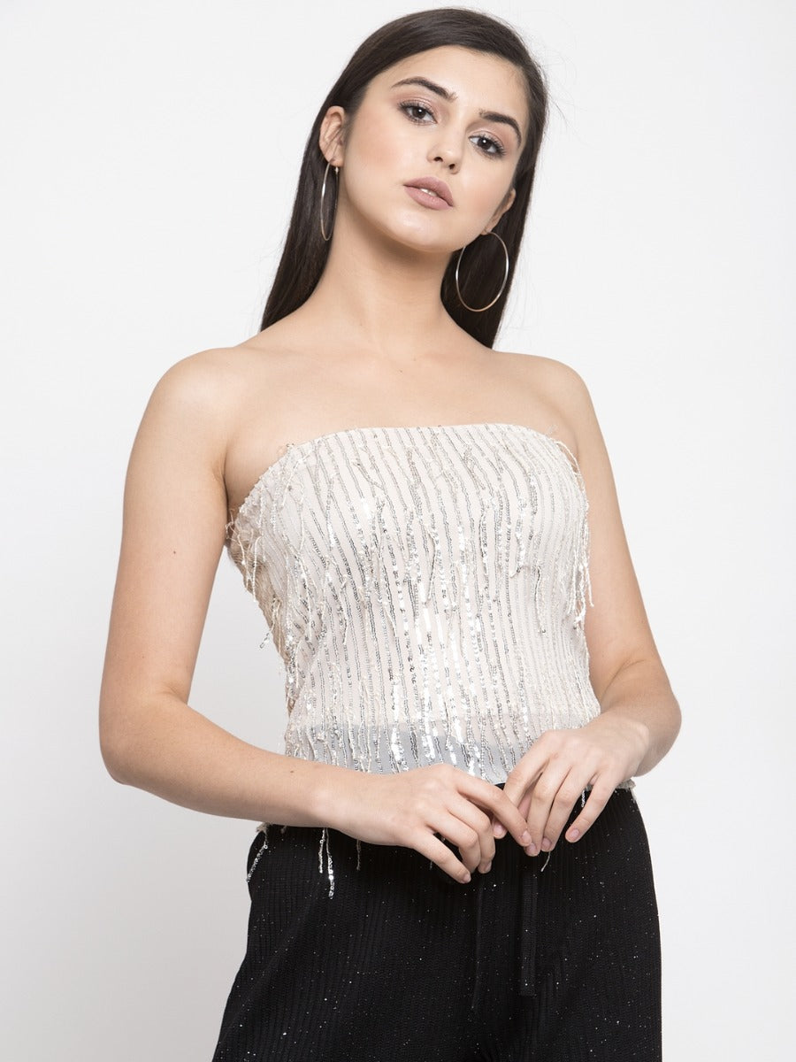 women embellished gold strapless t shirts