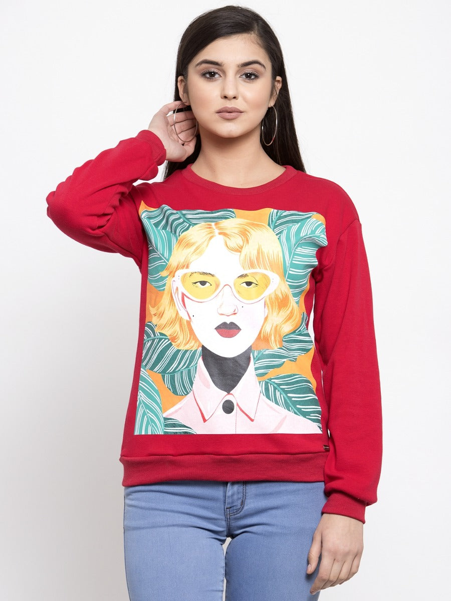 Women Red Sweat Shirt