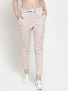 Women Baby Pink Floral Printed Lower