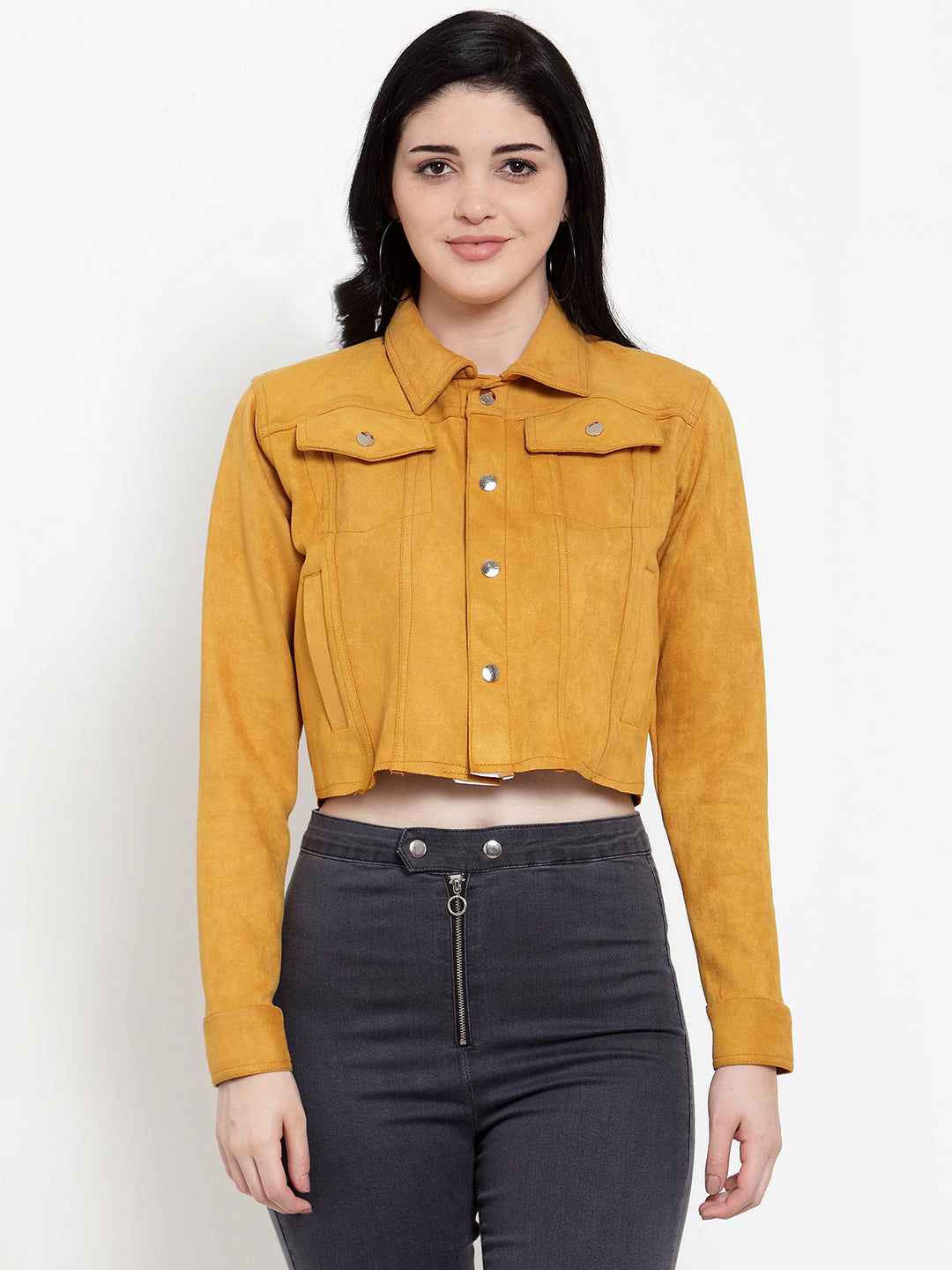 Women Mustard Sweet Solid Jacket