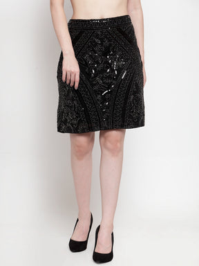 Women Embellished Black Skirt