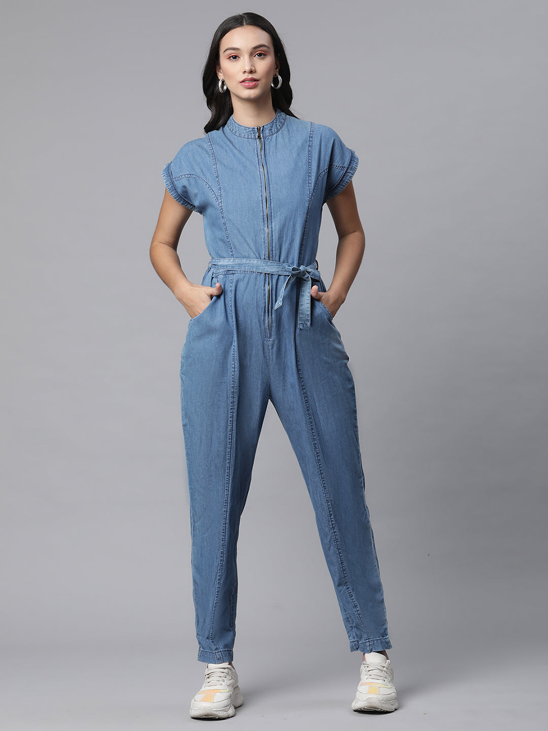 Women Bluish Denim Jumpsuit
