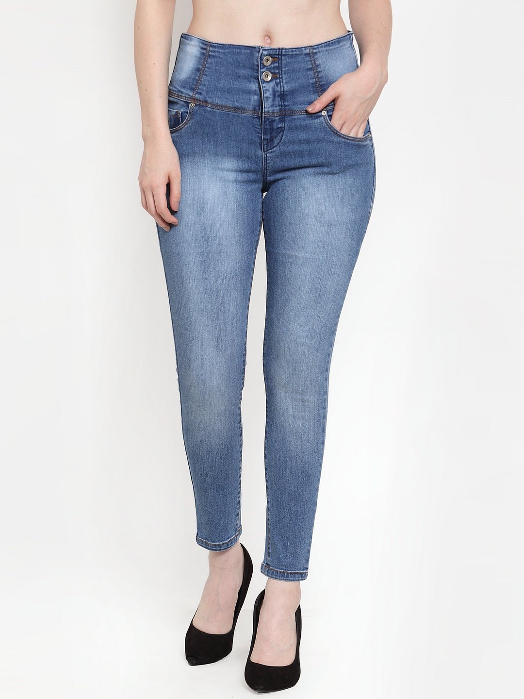 Women Blue Denim Solid Jeans