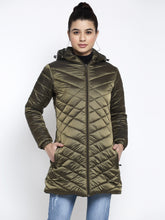 Women Olive Hooded Jacket