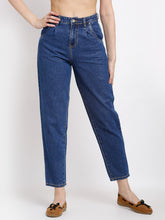 women loose fit ankle length blue jeans