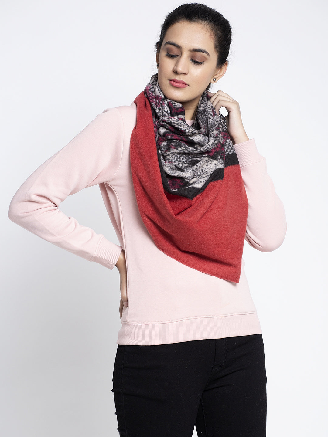 Women Maroon Printed Stole