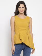 Women Mustard A-Line Fit Drop Waist Top
