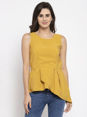 Women Mustard A-Line Fit Drop Waist Top