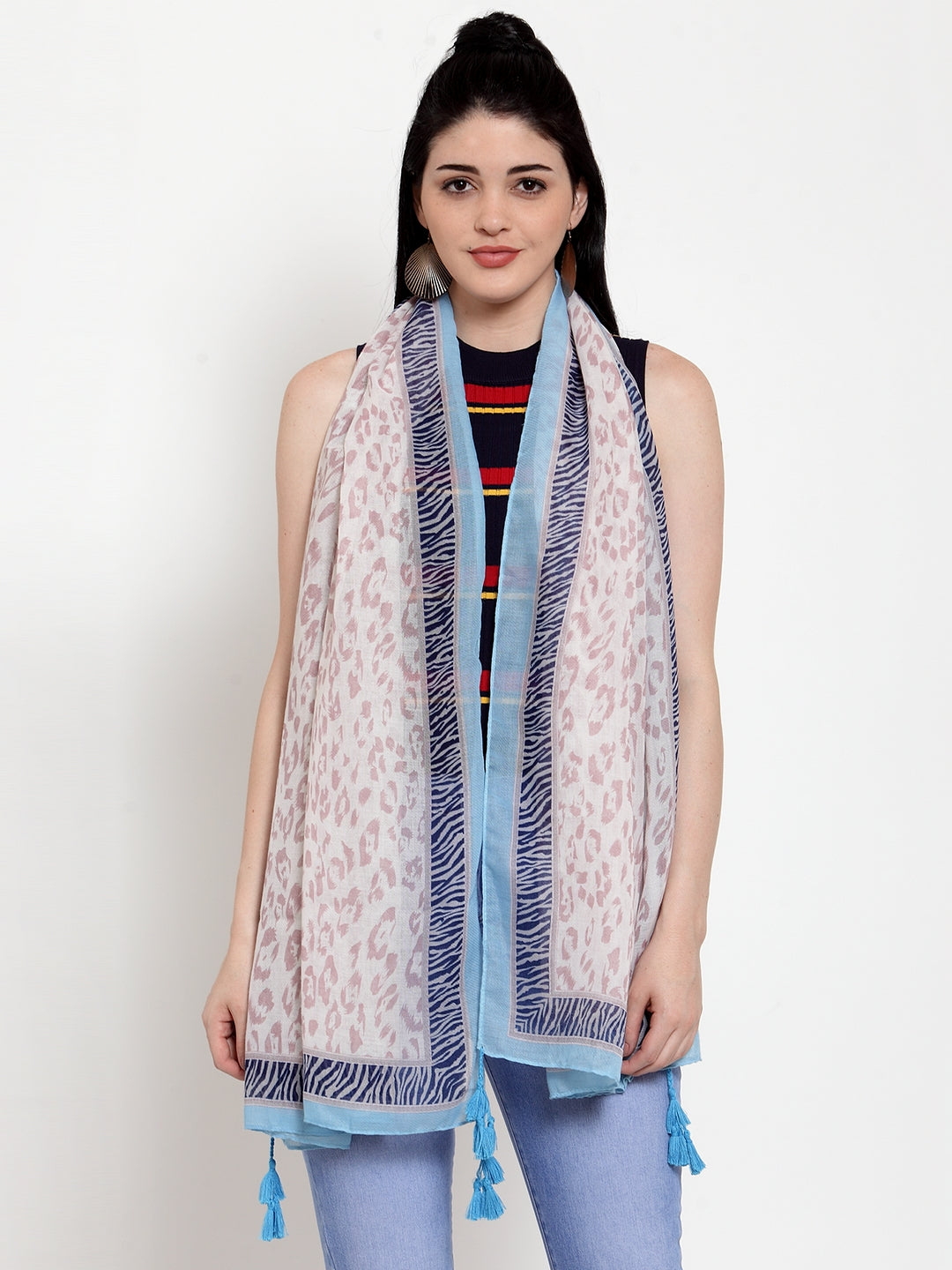 Women Beige Blended Printed Stole