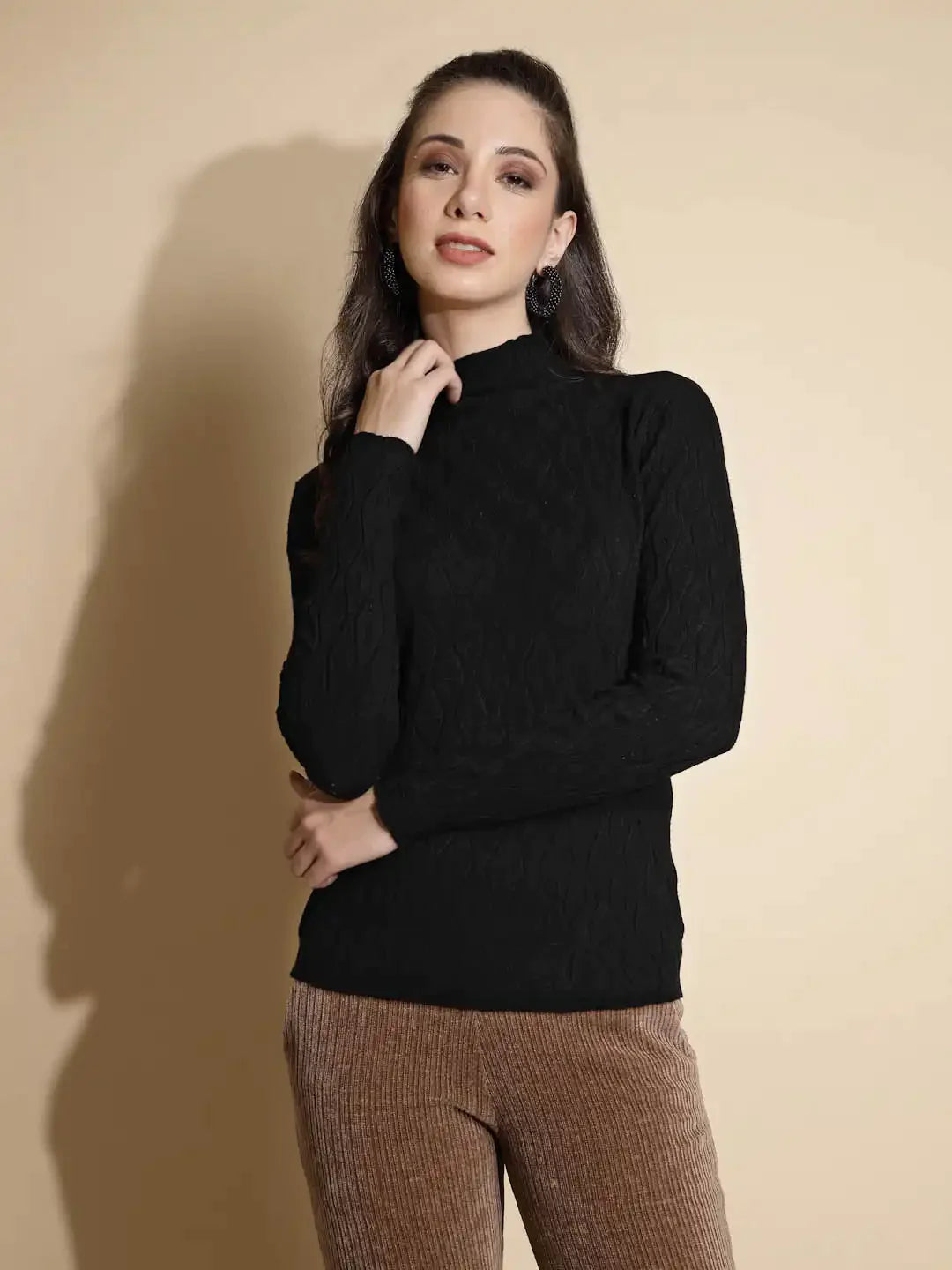 Solid Turtle Neck Knitted Skivvy - Global Republic