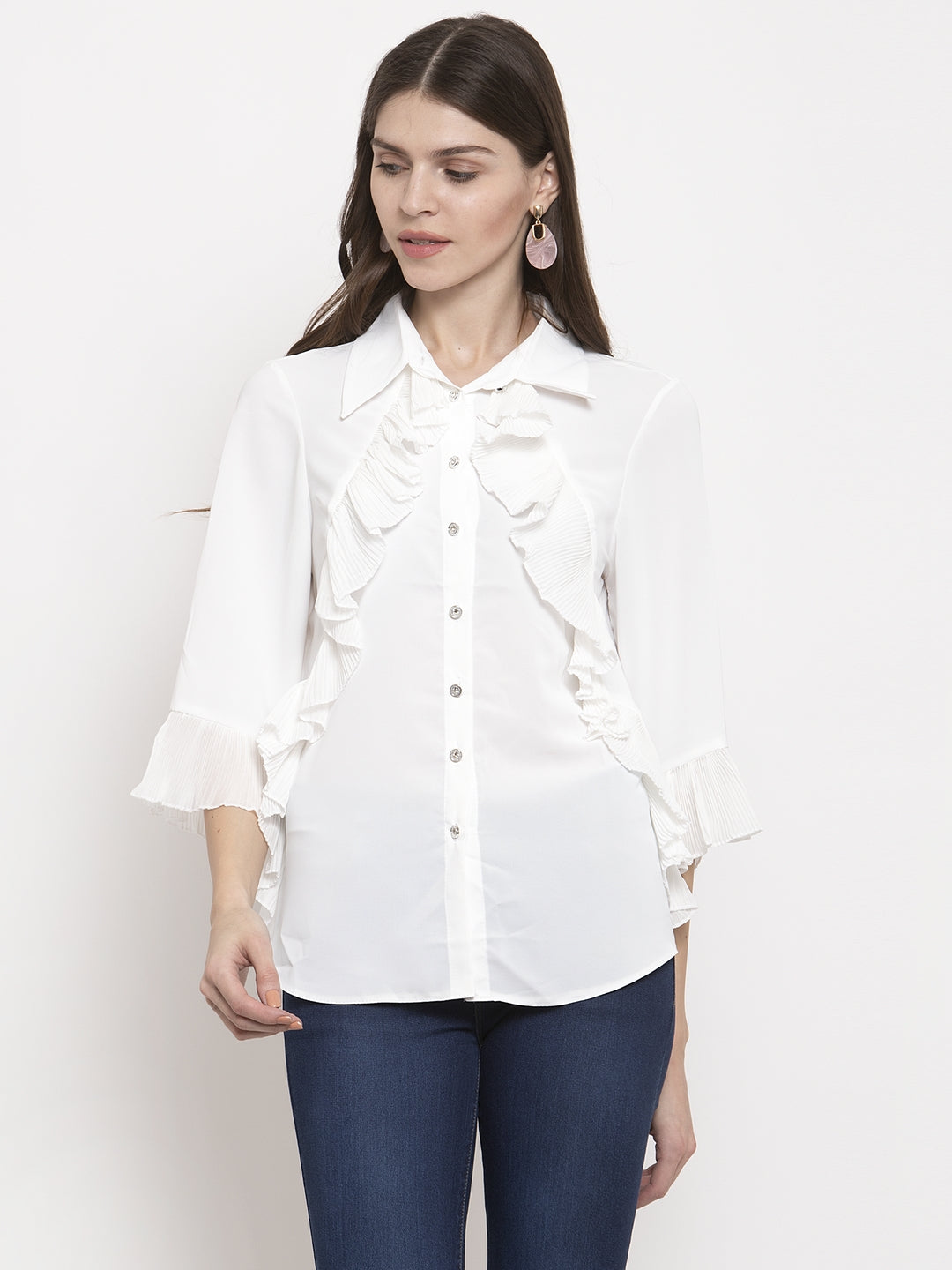 Ladies Side Ruffle Shirt