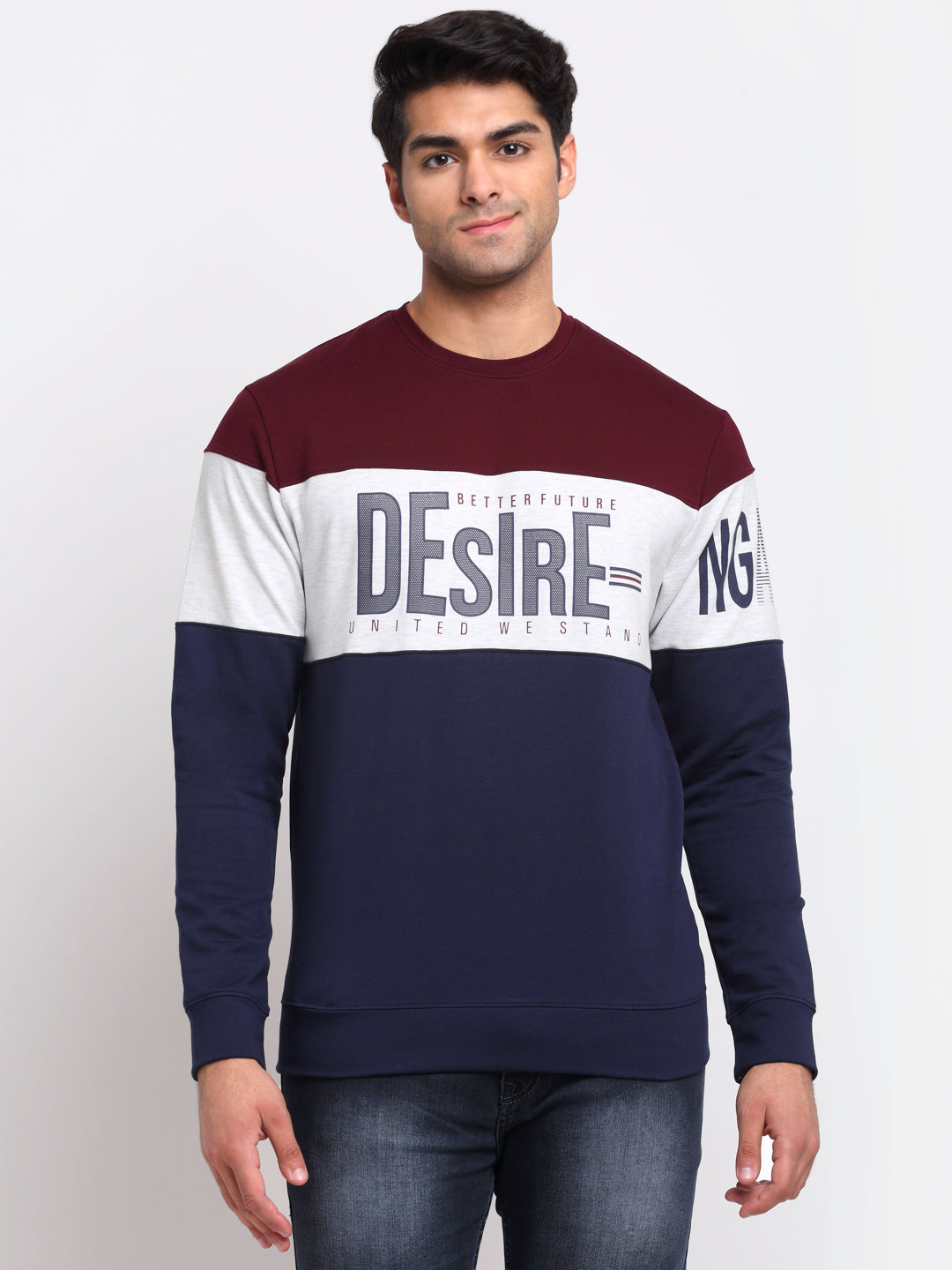 Men Multi Round Neck Hosiery Printed Sweatshirt