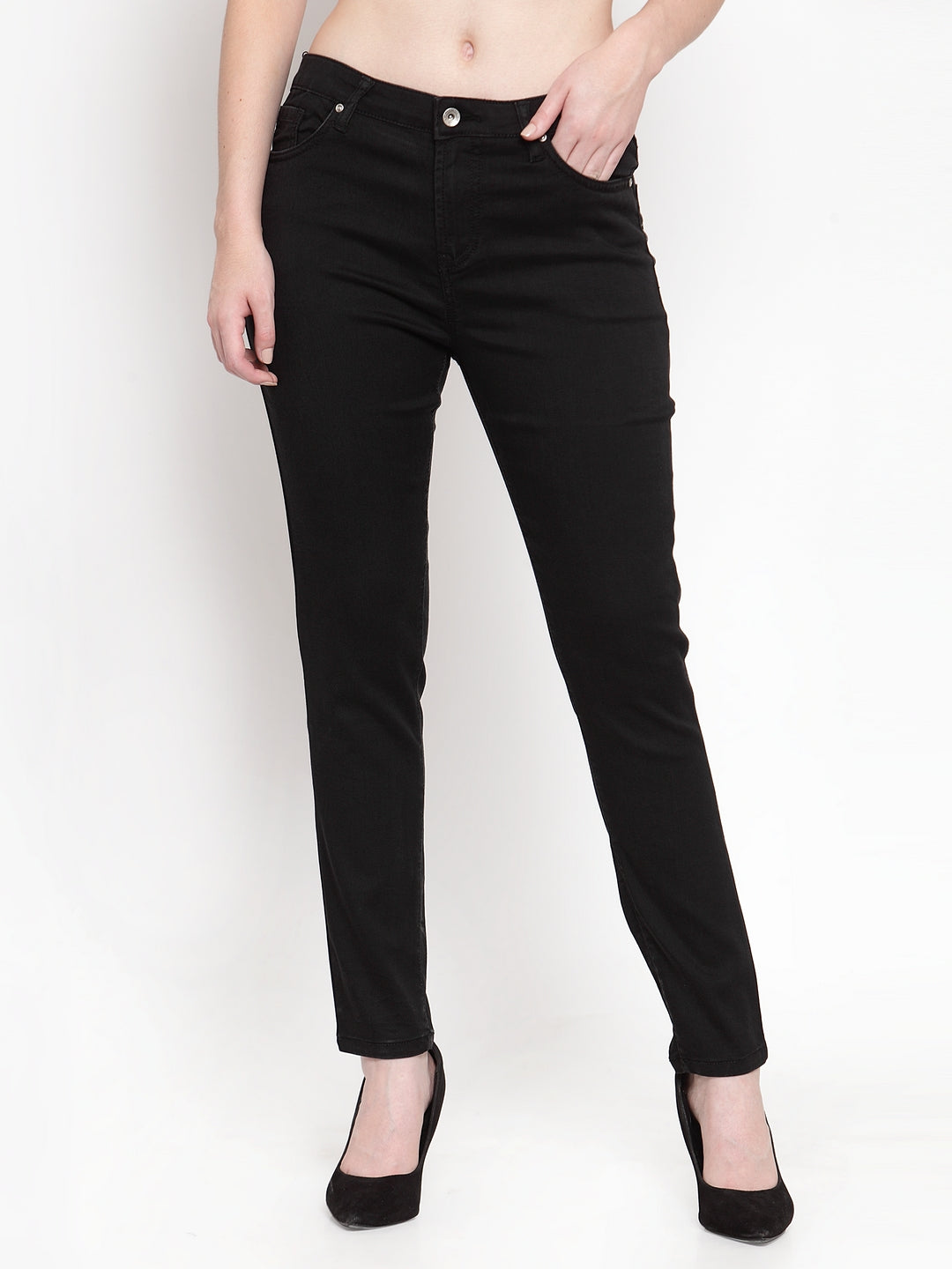 Women Blue Denim Straight Fitted Jeans