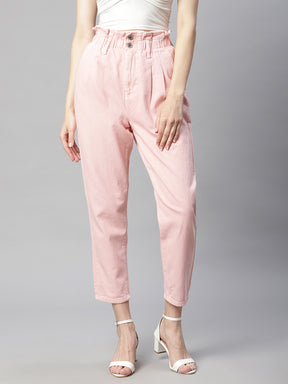 Papaya Petite Pink Paperbag Tapered Trousers  Matalan