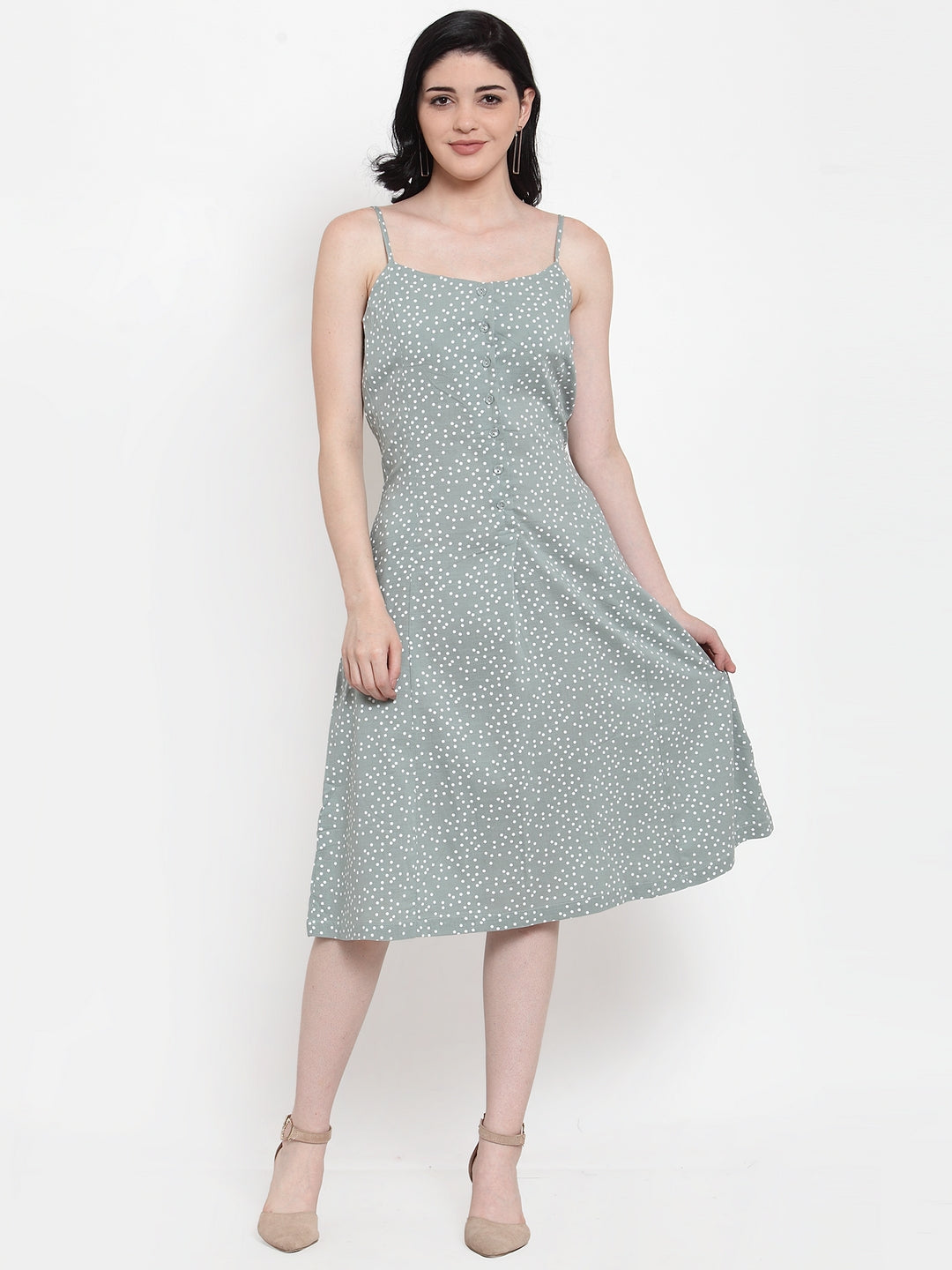 Women Green Polka Dots Dress