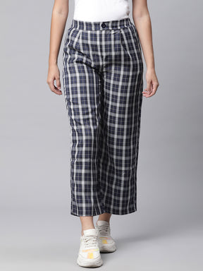 Navy Blue Checked Lower