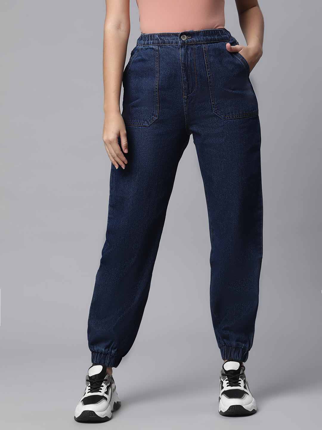 Buy Women Dark Blue Denim Jeans Joggers - Global Republic