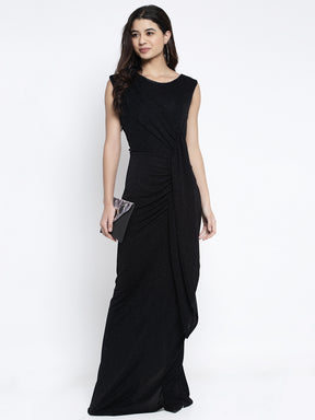 women black round neck solid dresses