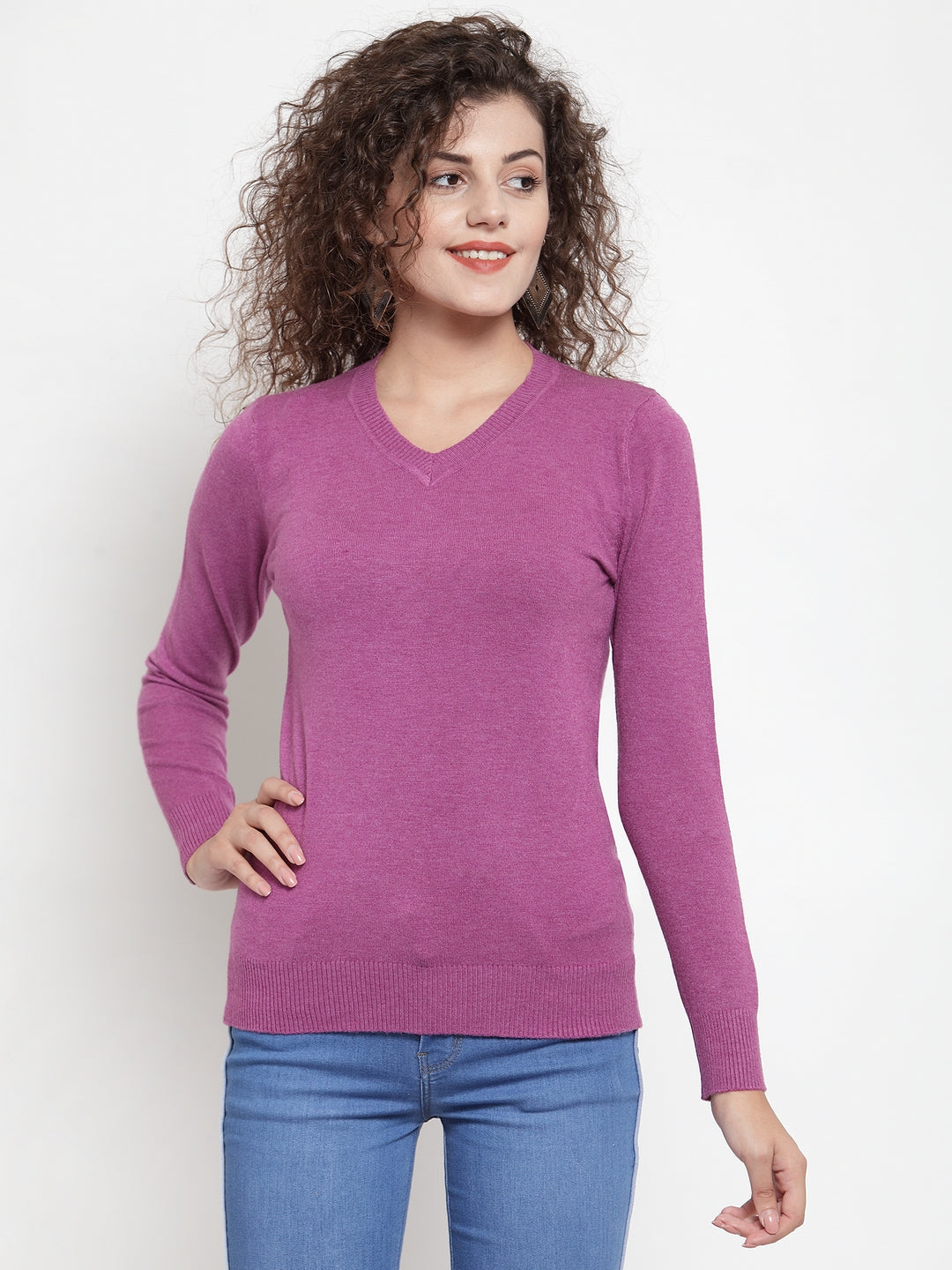 Mauve V-Neck Full Sleeve Skivvy - Global Republic