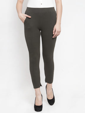 Women Green Solid Jegging