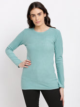 women turquoise blue polyester solid top