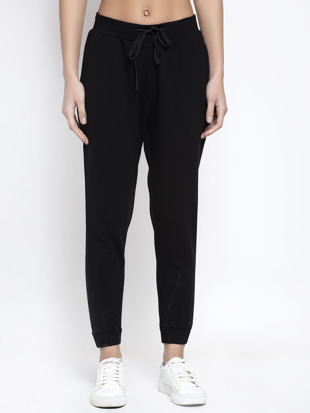 Women Black Solid Lower