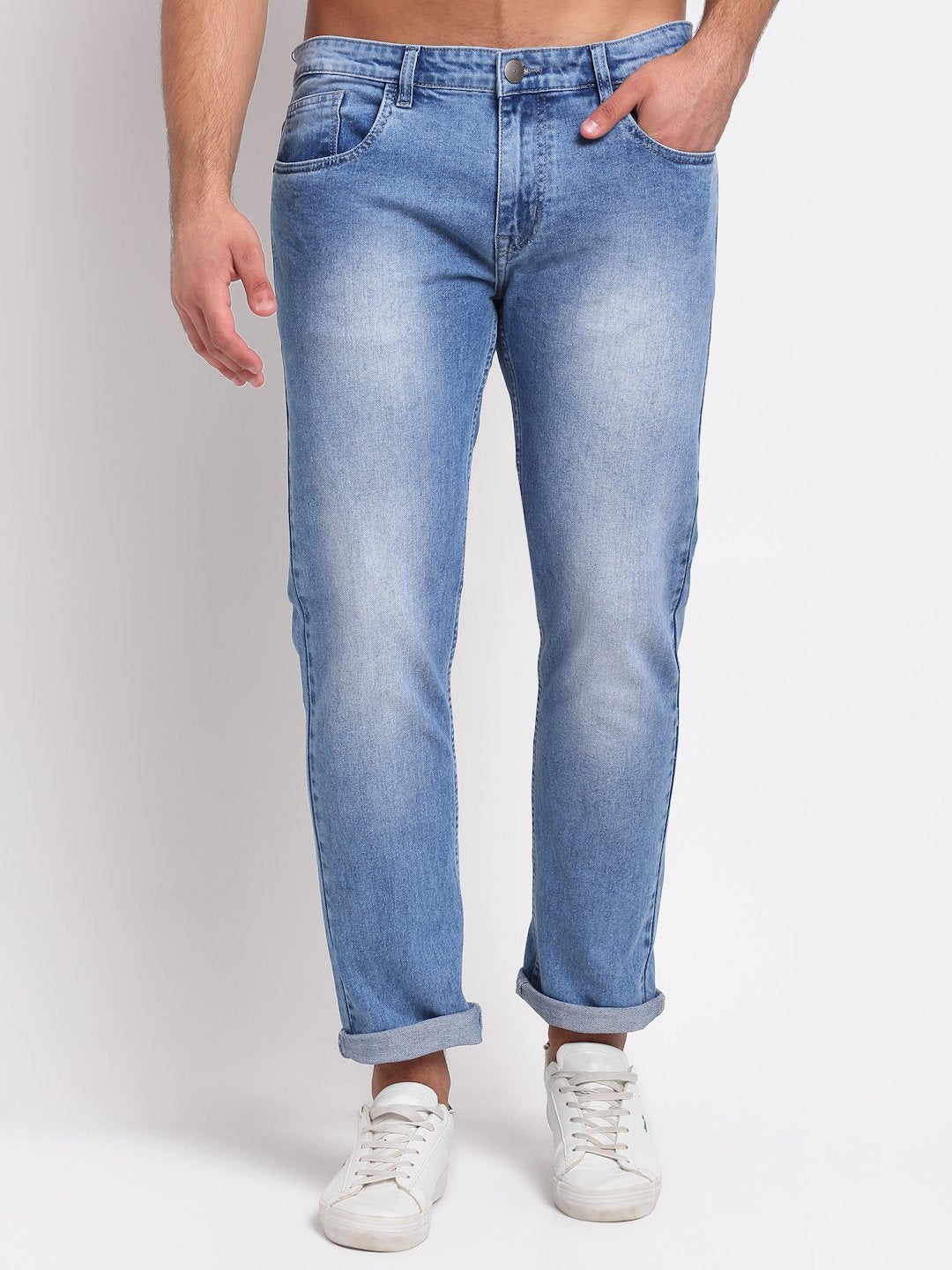 Men Blue Denim Solid Jeans