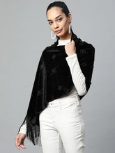 Women Swarovski Motif Black Stole