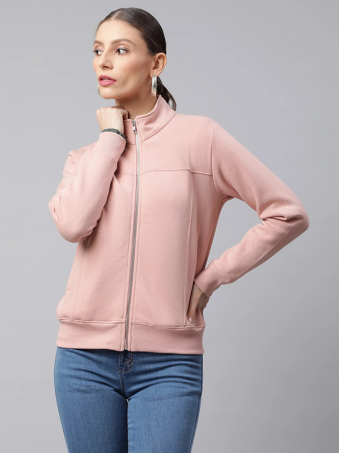 Pink Relaxed Fit Fleece Sweatshirt - Global Republic