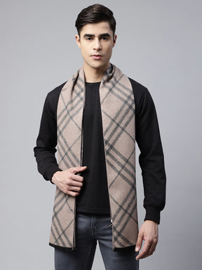 Mens Khaki Tartar Plaid Reversible Viscose Muffler
