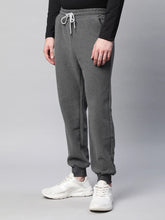 Mens Dark Grey Solid Knitted Joggers