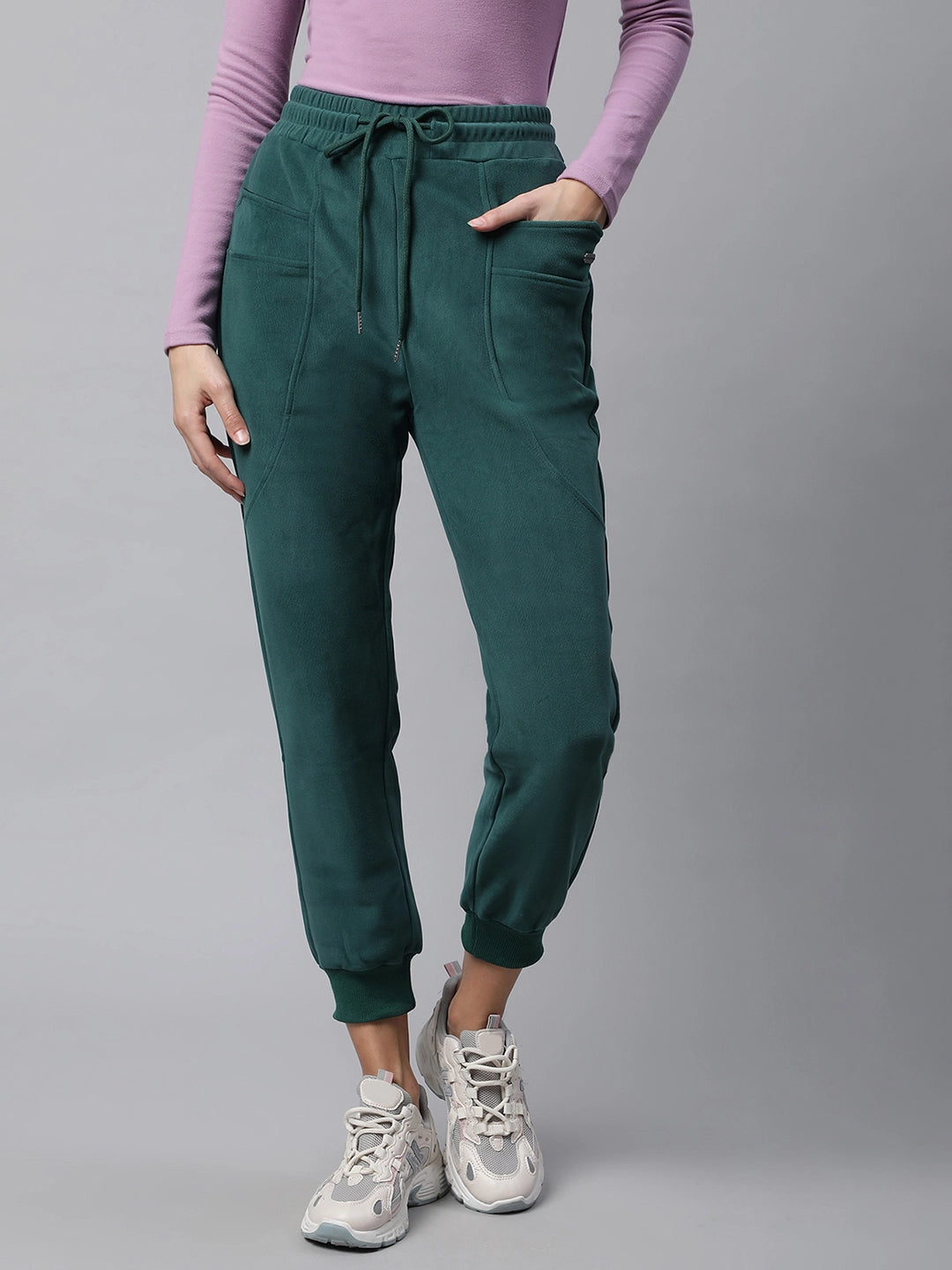 Green Elastic Hem Tapered Leg Jogger