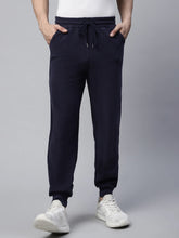 Mens Navy Blue Drawstring Regular Fit Mid Rise Jogger