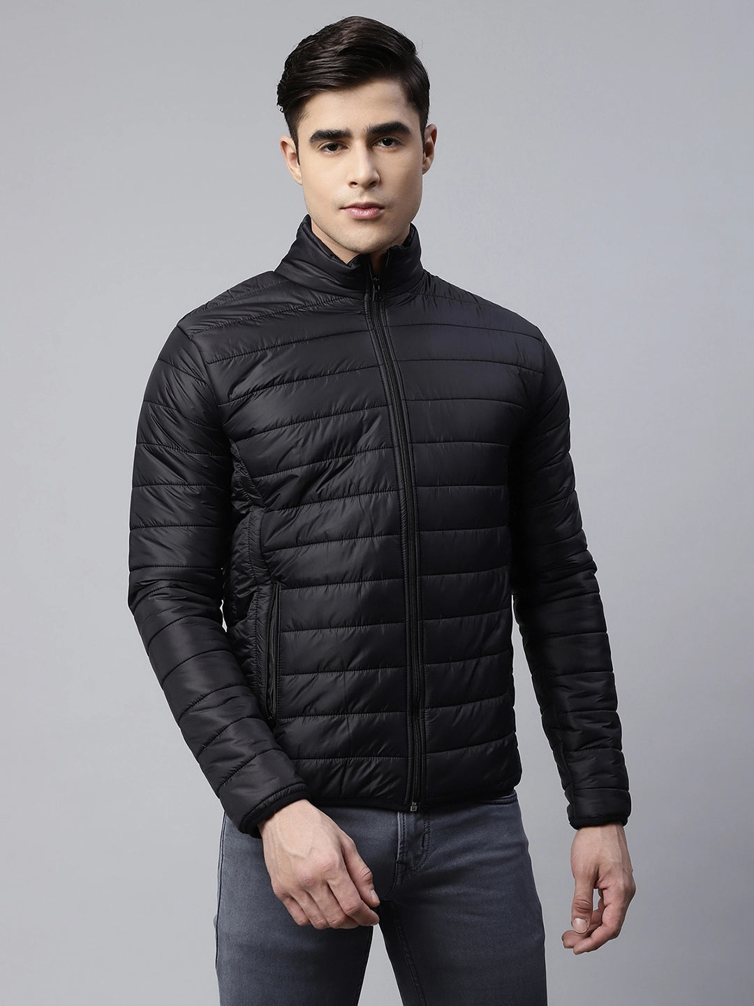 Mens Black Windproof Puffer Jacket