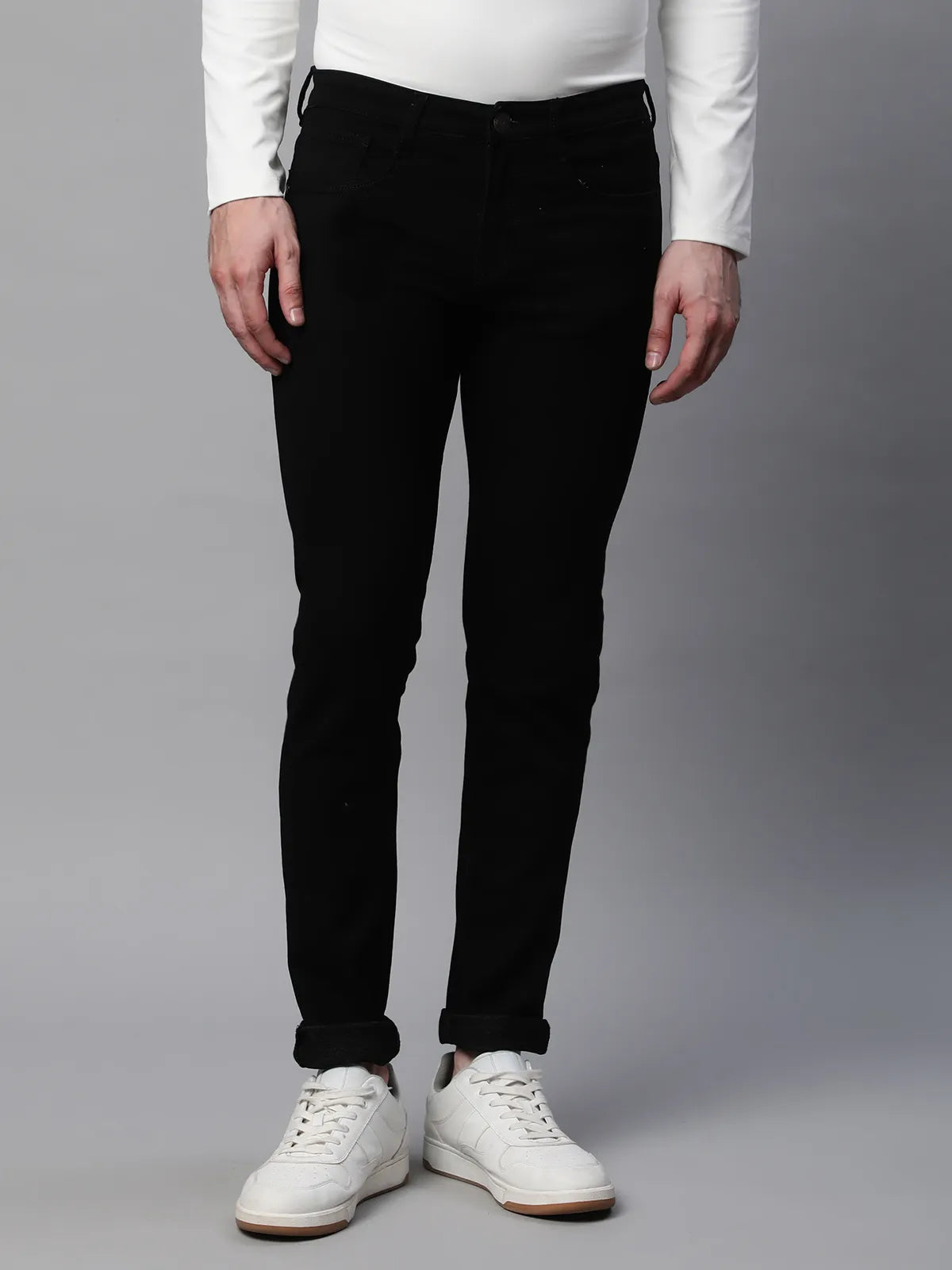 Mens Black Slim Fit Medium Stretch 5-Pocket Jeans