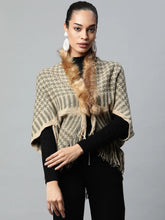 Women Beige Draped High-Low Poncho