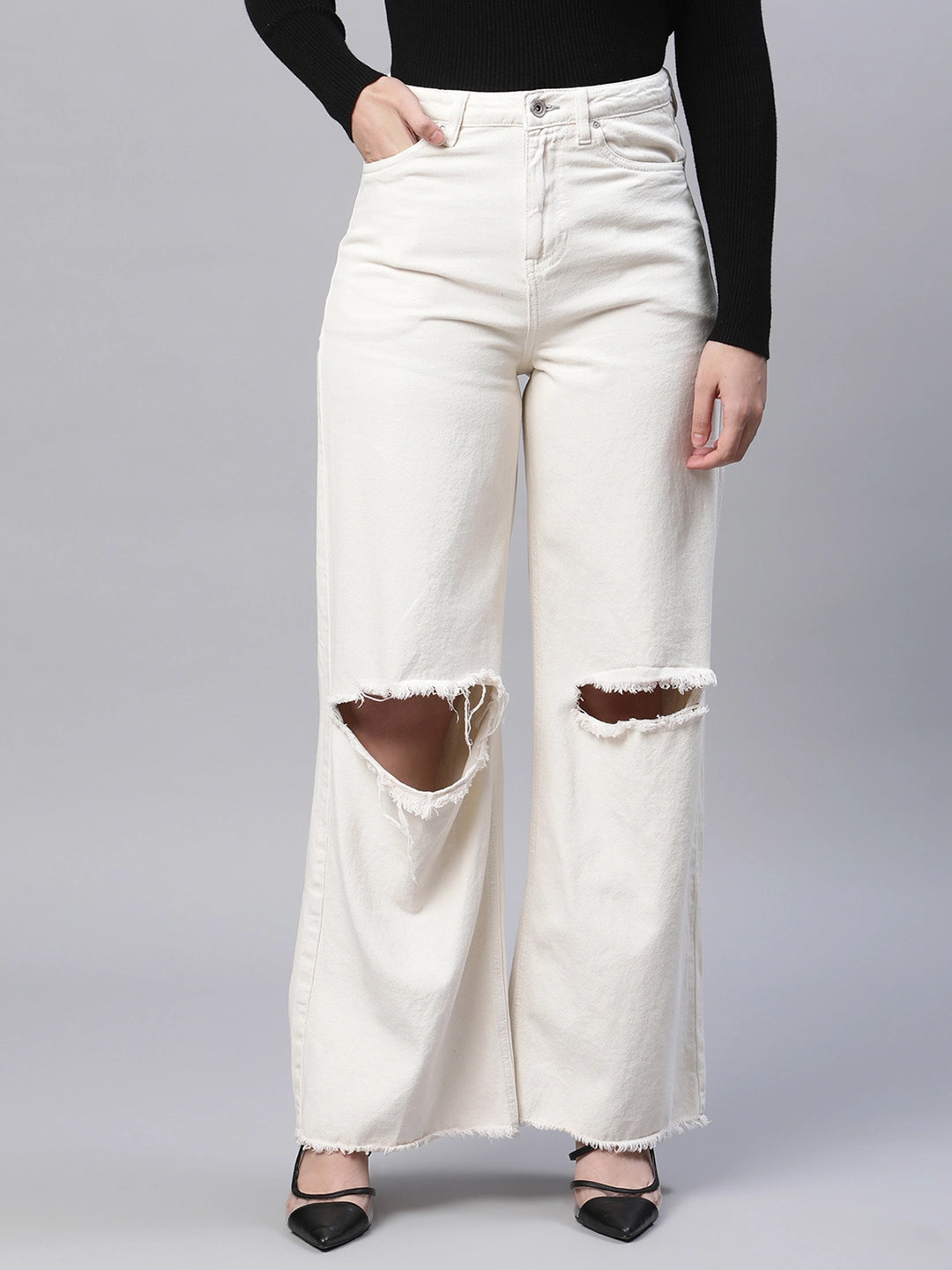 women off white denim jeans