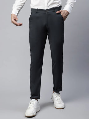 Mens Green Regular Fit Mid Rise Trouser