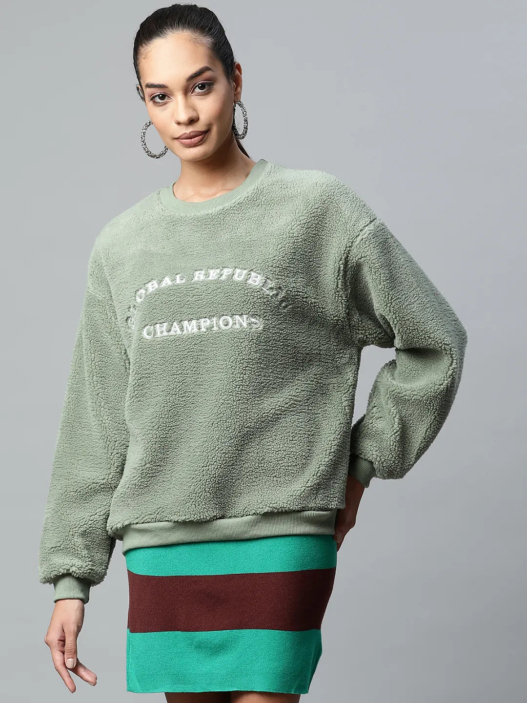 Women Sage Green GR Champions Fleece Sweatshirt