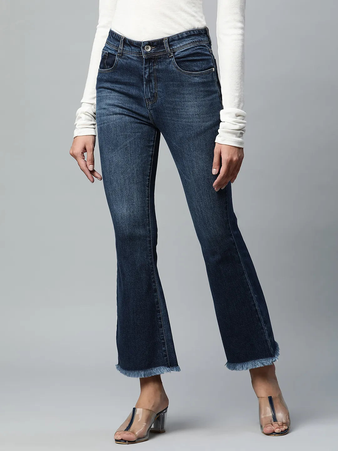 Dark Blue Medium Washed Bootcut Jeans