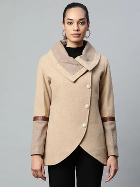 Women  Spread Collar Double-Breasted Coat 