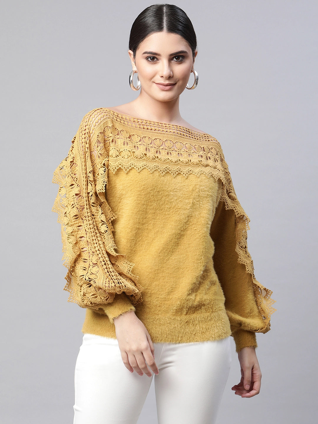 Women Mango Laced Sleeves